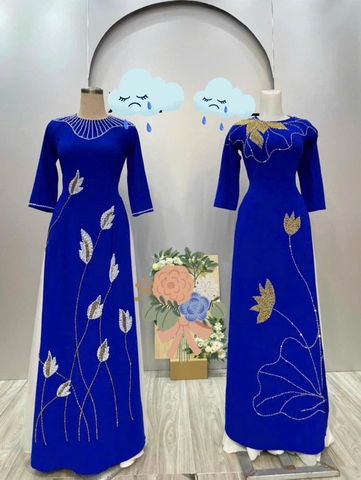 Áo Dài Bà Sui Lụa Cao Cấp Đính Họa Tiết Hoa Nổi Bật