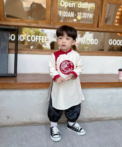 Áo Dài Bé Trai Phối Màu Thêu Rồng