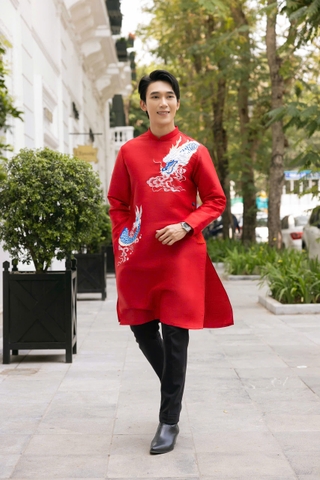 Áo Dài Nam Họa Tiết Rồng Sang Trọng