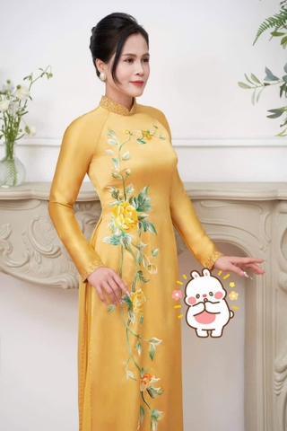 Áo Dài Bà Sui Lụa Cao Cấp Thêu Hoa Tinh Xảo