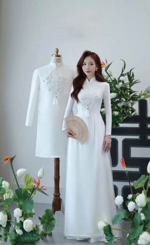Áo Dài Cưới Chữ Hỷ Đính Hoa Sang Trọng
