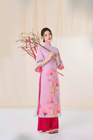 Áo Dài Cách Tân Voan Tơ Tay Loe Nữ Tính