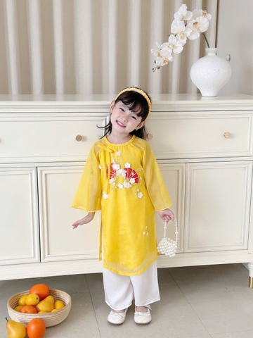 Áo Dài Voan Tơ Xinh Xắn Bé Gái