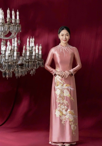 Áo Dài Bà Sui Lụa Cao Cấp Thêu Họa Tiết Sang Trọng