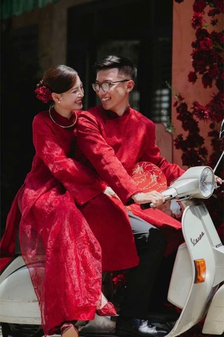 Áo Dài Cưới Cặp Đôi Cách Tân Hiện Đại