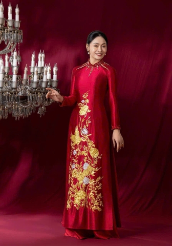 Áo Dài Bà Sui Lụa Cao Cấp Thêu Họa Tiết Sang Trọng