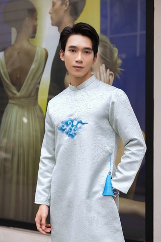 Áo Dài Nam Họa Tiết Đám Mây