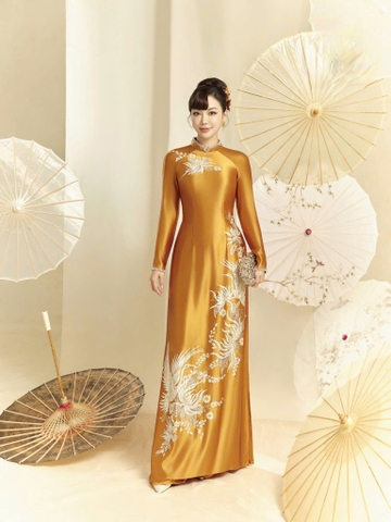 Áo Dài Bà Sui Lụa Cao Cấp Họa Tiết Hạc Sang Trọng