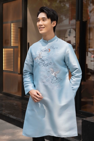 Áo Dài Nam Họa Tiết Chim Hạc Thêu