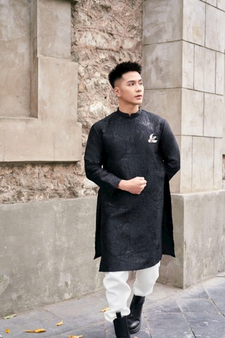 Áo Dài Nam Vải Tafta Vân Hoa