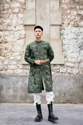 Áo Dài Nam Vải Tafta Vân Hoa