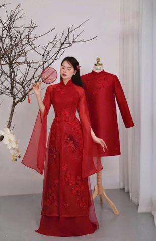 Áo Dài Cưới Tà Tứ Thân Cách Tân Hiện Đại
