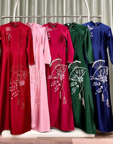 Áo Dài Bà Sui Lụa Cao Cấp Đính Đá Sang Trọng