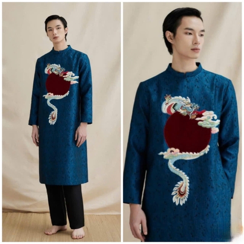 Áo Dài Nam Họa Tiết Rồng Nam Tính