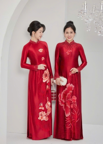 Áo Dài Bà Sui Lụa Cao Cấp Thêu Hoa Sang Trọng